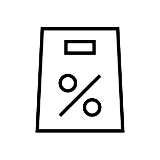 Icon einer Einkaufstüte mit einem Prozente-Zeichen als Symbol für die Shopping Gutscheine als Benefit bei TREND-JOB