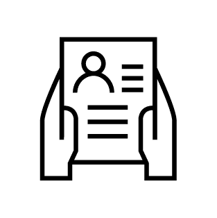 Icon von zwei Händen, die ein Zettel in der Hand halten als Bewerbung für Zeitarbeit bei TREND-JOB