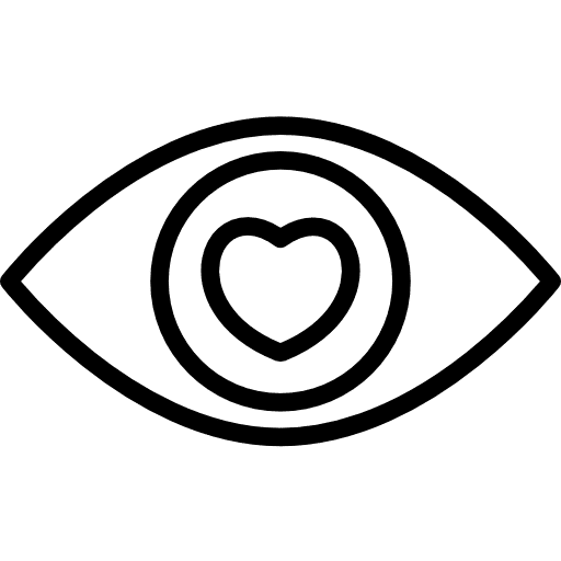 Icon eines Herzens im Auge als Symbol für die Werte der Zeitarbeitsfirma TREND-JOB