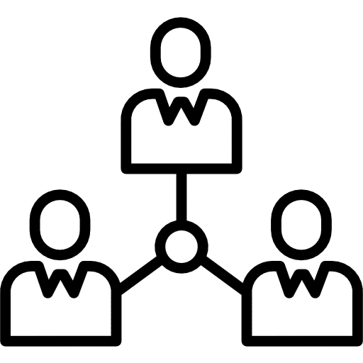 Icon von drei miteinander verbundenen Menschen als Symbol für die Werte der Zeitarbeitsfirma TREND-JOB