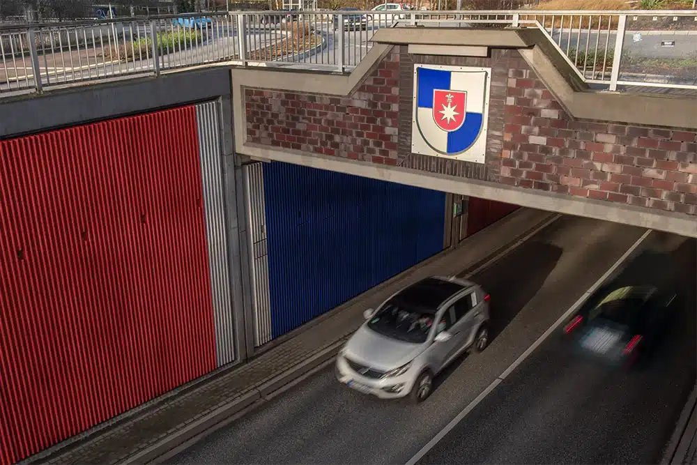 Stadtwappen Norderstedt an der Stadtgrenze zu Hamburg